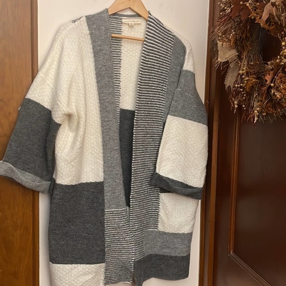 Lovestitch gray color block cardigan S/M oversized - Picture 1 of 11